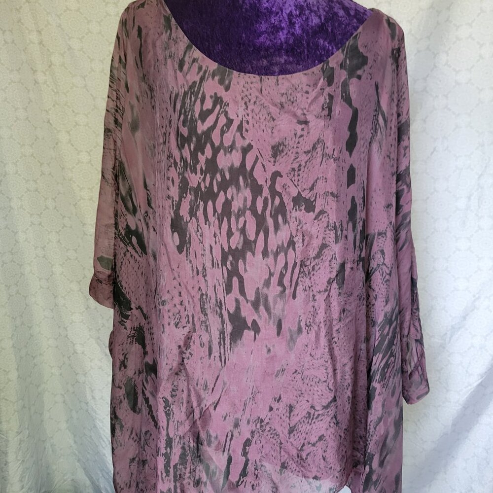 Purple/ Black Blouse Shirt Size L